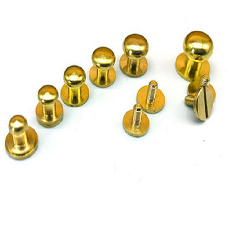 Tömör sárgaréz, kerek fejű Sam Browne Studs bőrövhöz
