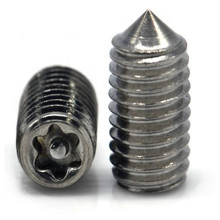 Rozsdamentes acél 316 M8 torx csapos rögzítőcsavar kúpos heggyel