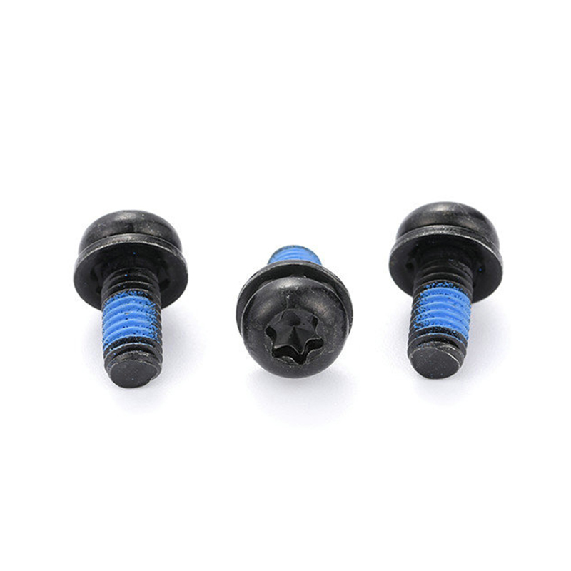 Fekete, kerek fejű torx micro mini hármas rögzítőcsavar nylon tapasszal Fekete, kerek fejű torx micro mini hármas rögzítőcsavar nylon tapasszal